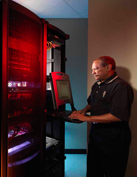 Employee in Server Room